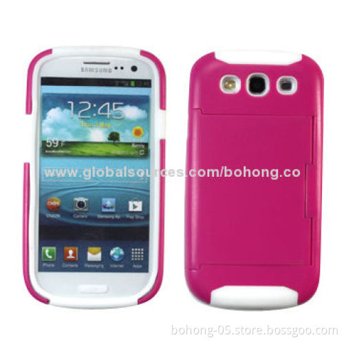 Card Holder Phone Cases for Samsung S3, Various Colors Available